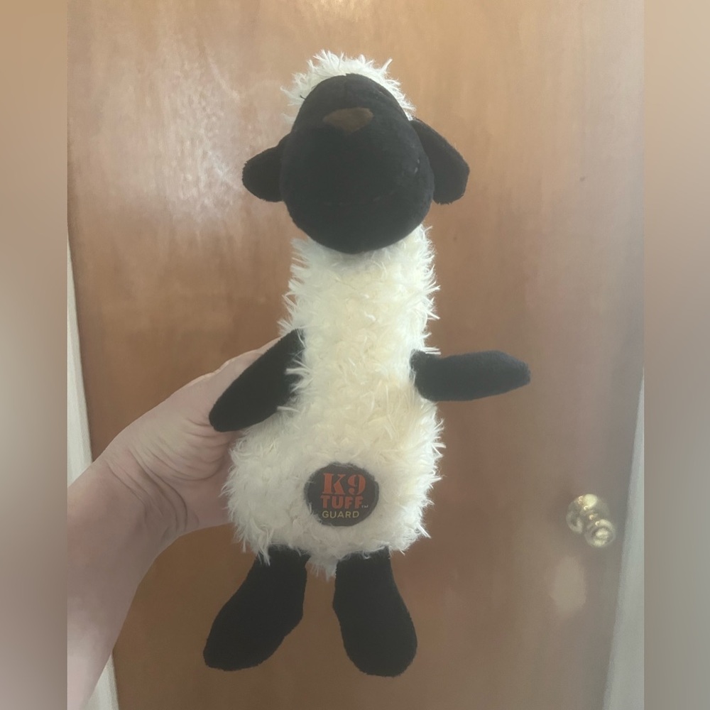 Charming Pet K9 Tuff Guard Plush Dog Toy- Black and Cream Sheep